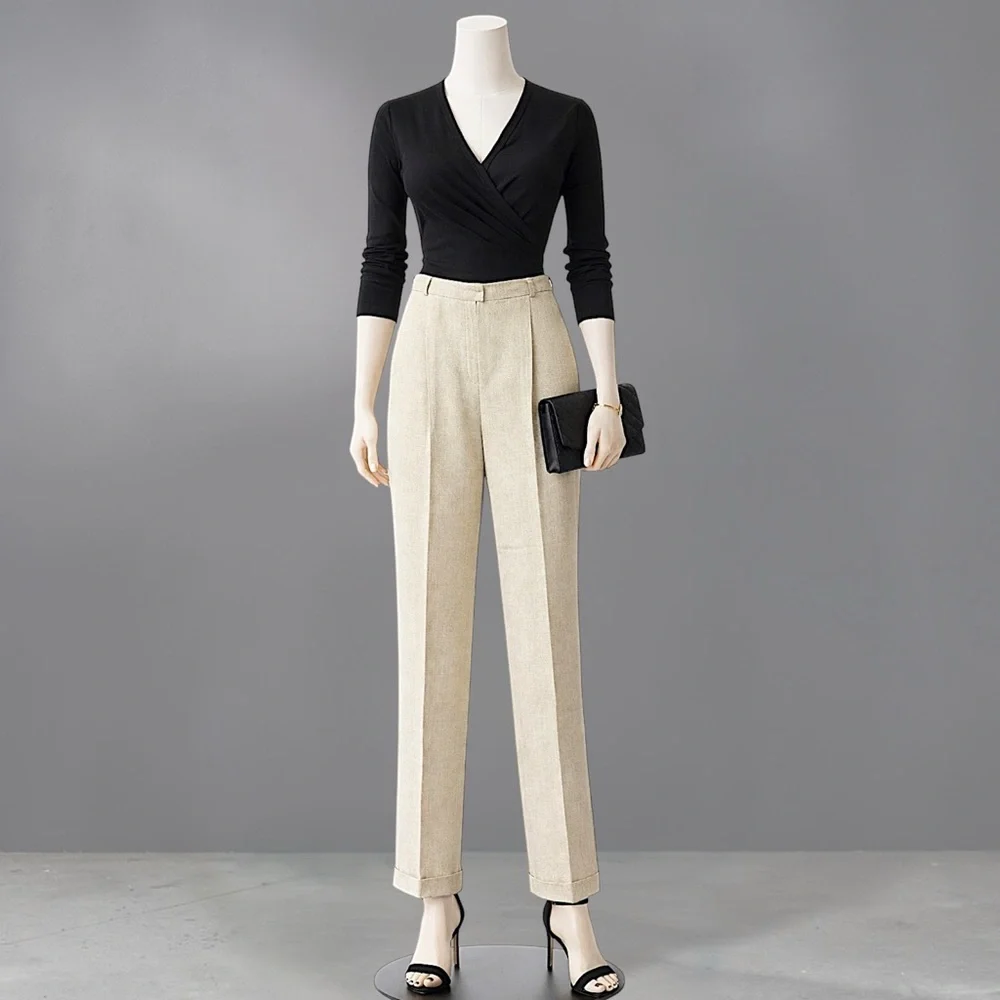 Rena Rowan Tailored Light Sage Green Cuffed Trousers